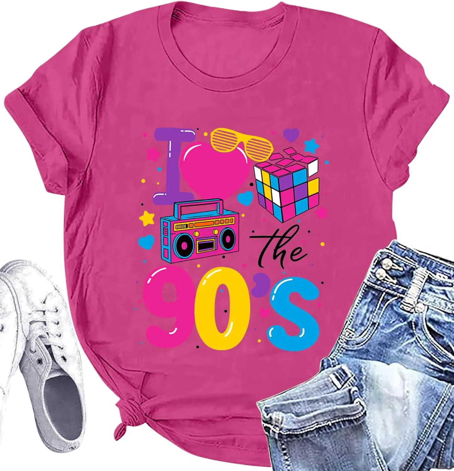 90s Shirt for Women: I Love The 90s Shirt Graphic Vintage Tees 90's Neon Party Outfits Tops