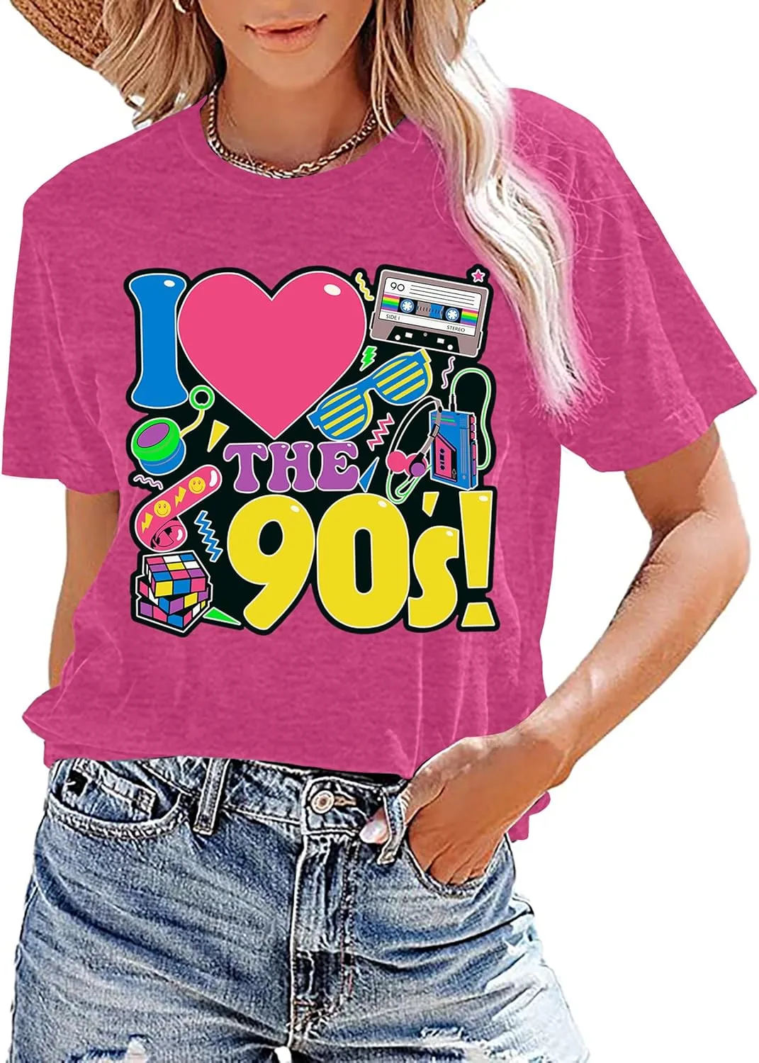 90s Shirt for Women: I Love The 90s Shirt Graphic Vintage Tees 90's Neon Party Outfits Tops