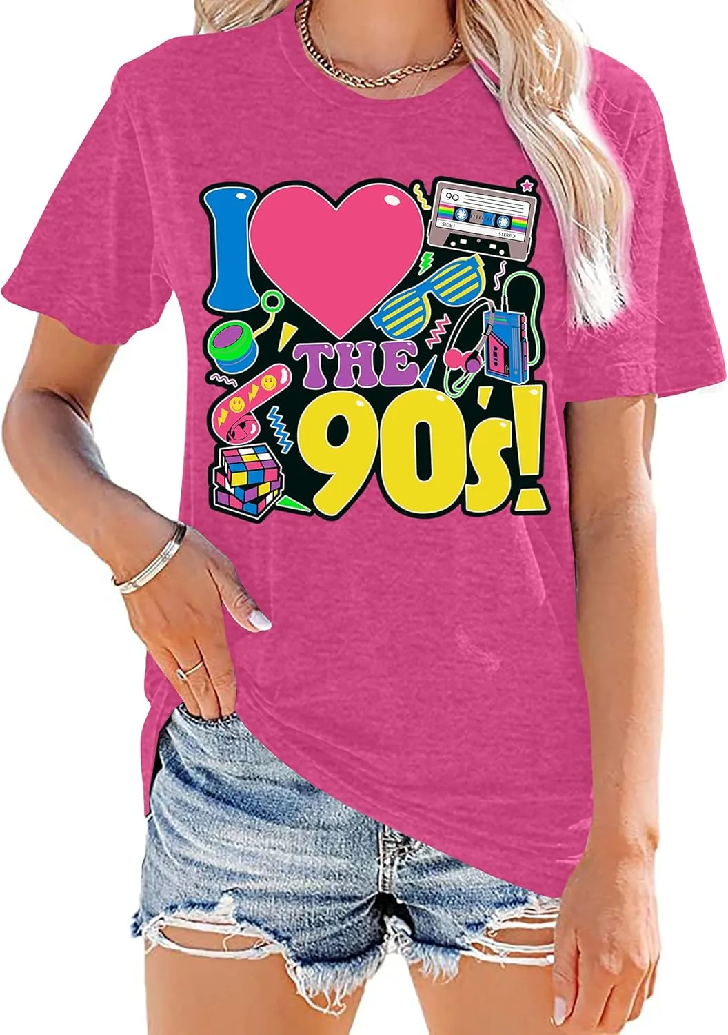 90s Shirt for Women: I Love The 90s Shirt Graphic Vintage Tees 90's Neon Party Outfits Tops