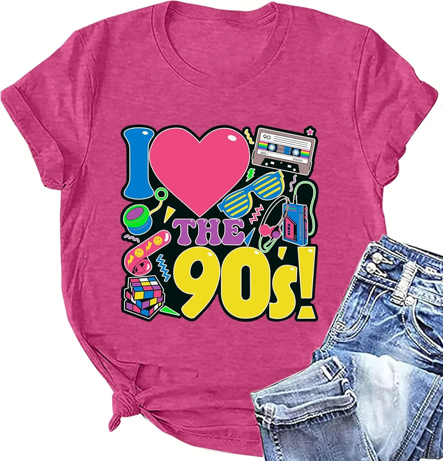 90s Shirt for Women: I Love The 90s Shirt Graphic Vintage Tees 90's Neon Party Outfits Tops