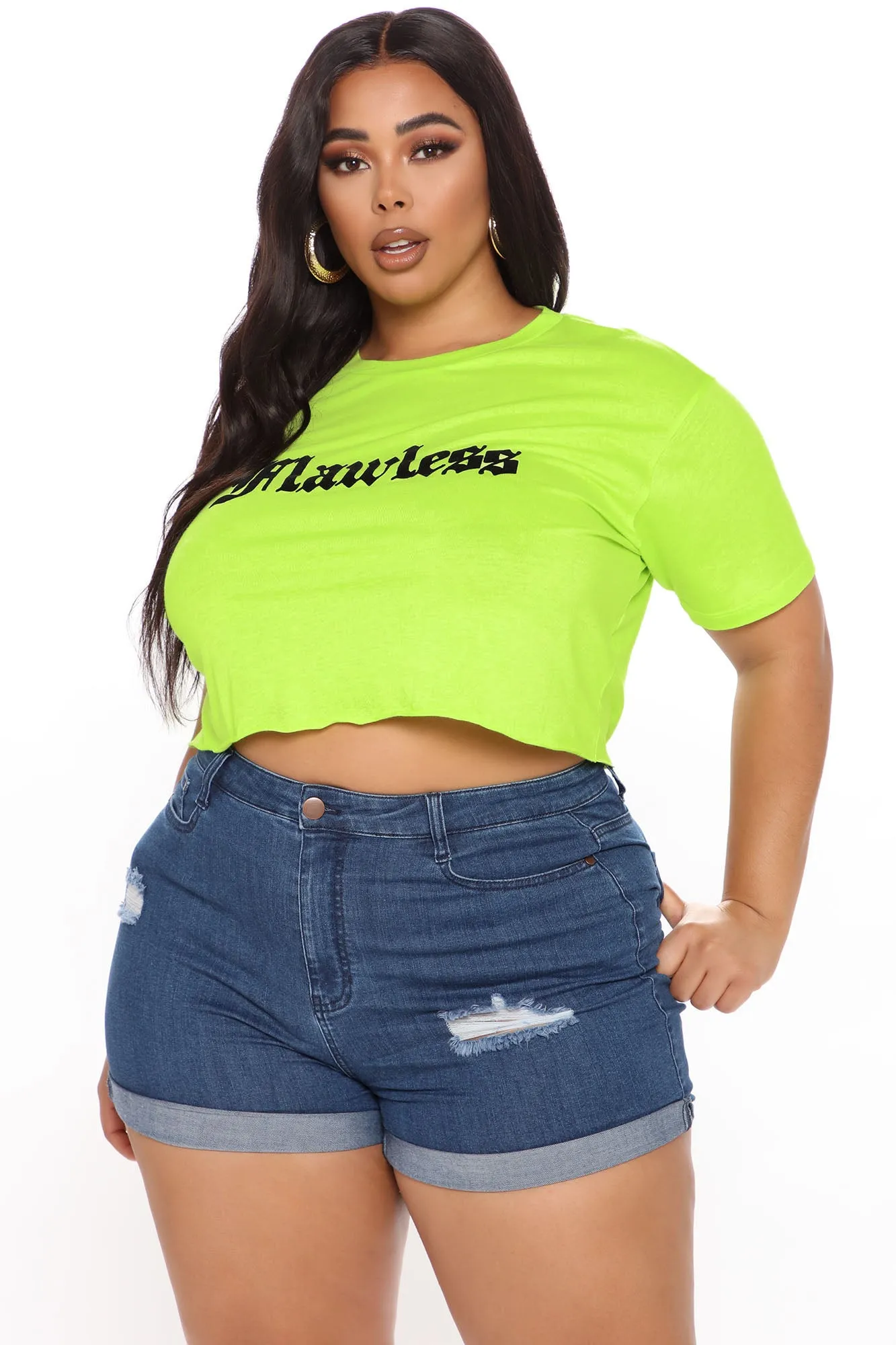 Always Flawless Darling Cropped Tee - Neon Green