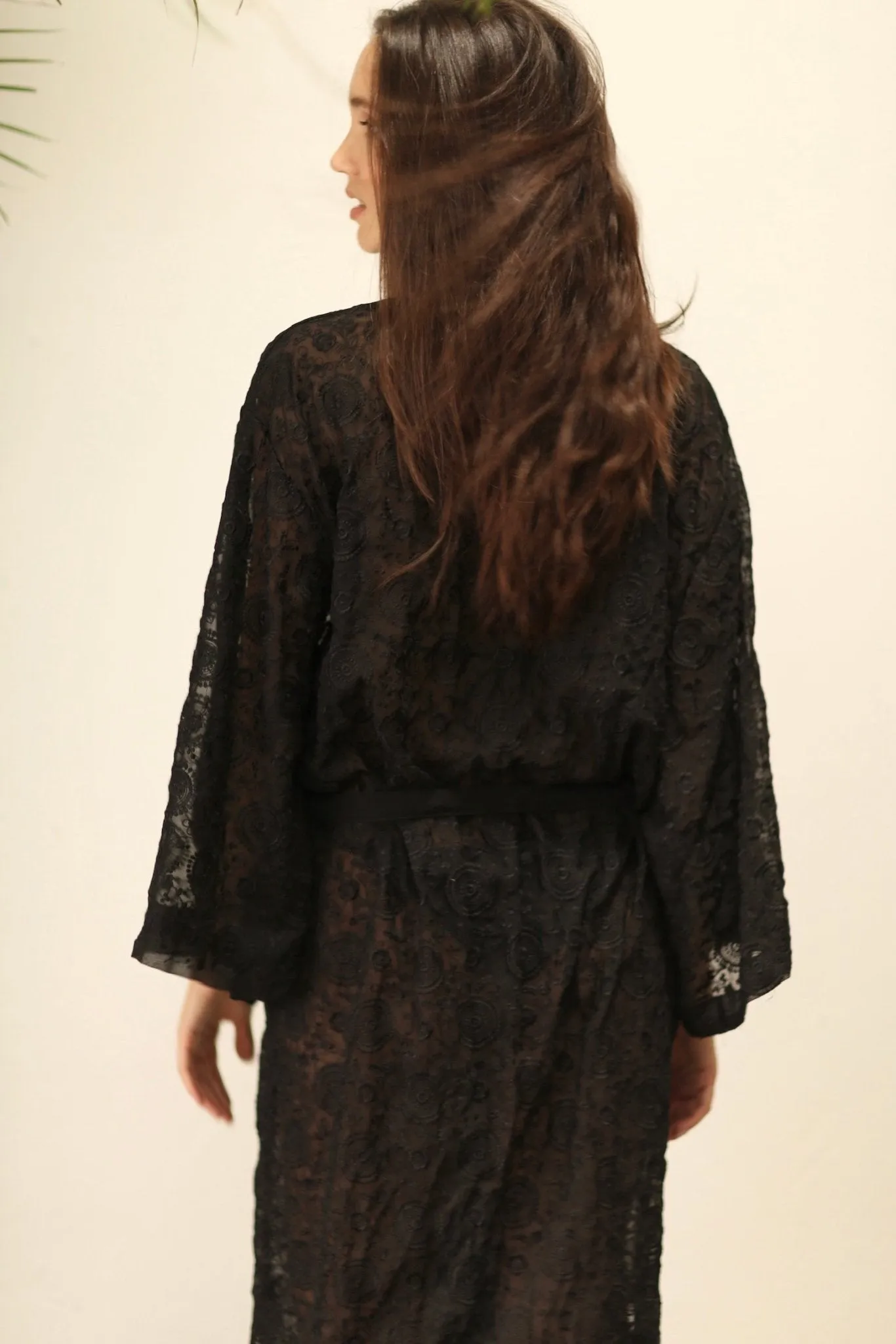 ARTEMIS BLACK CHIFFON SILK KIMONO