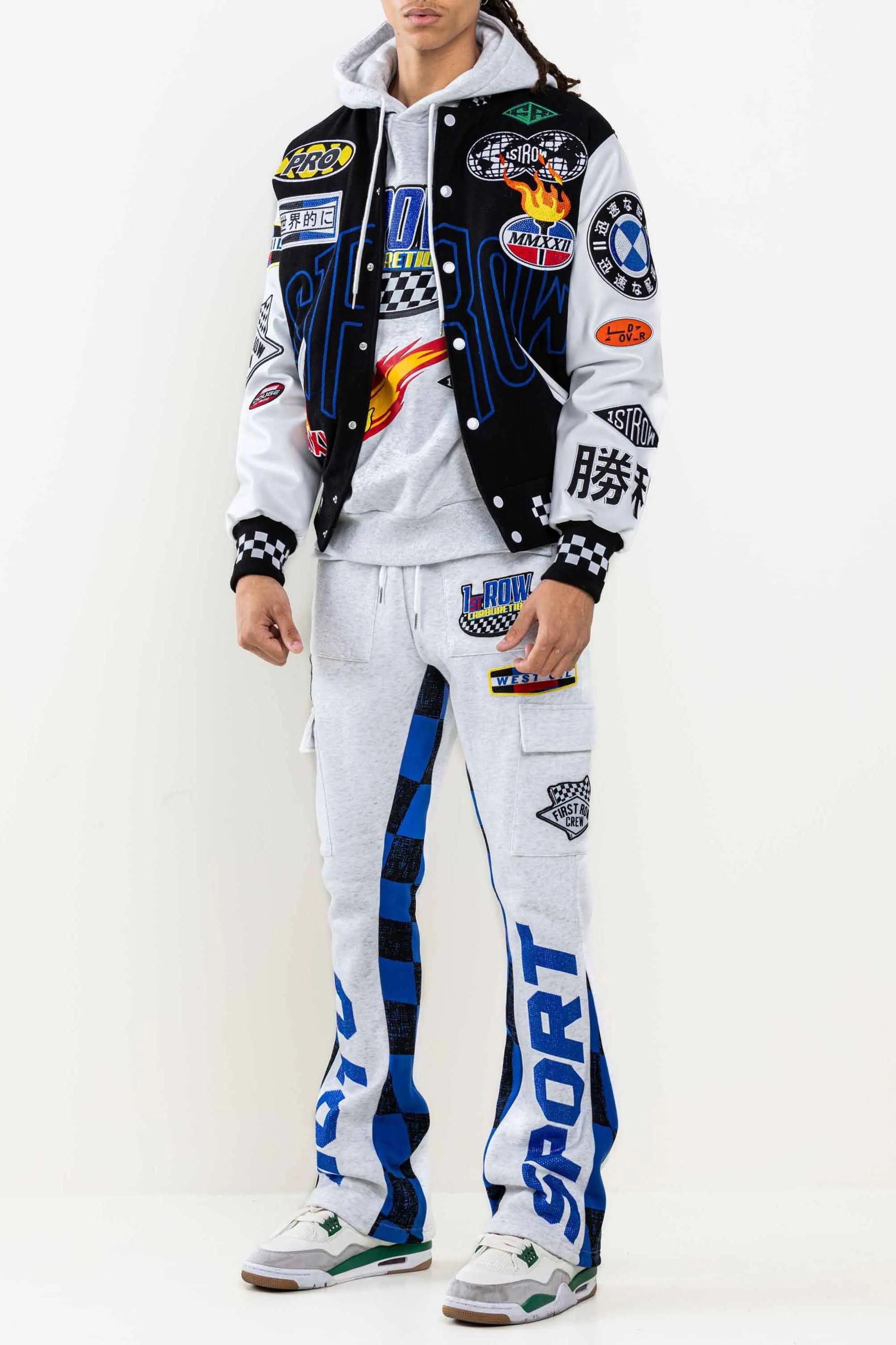 Black Crystal Sotne Motor Sport Varsity Jacket
