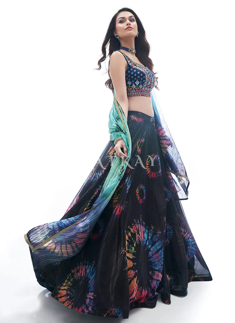 Black Embroidered Festive Lehenga Choli