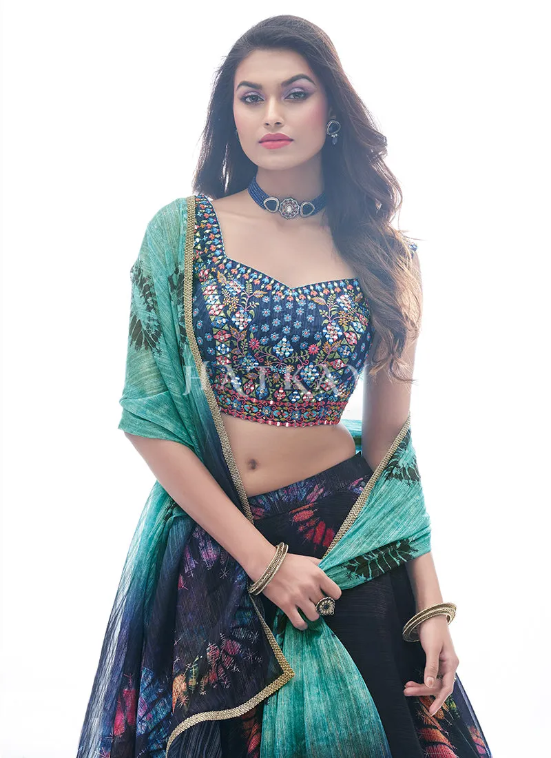 Black Embroidered Festive Lehenga Choli