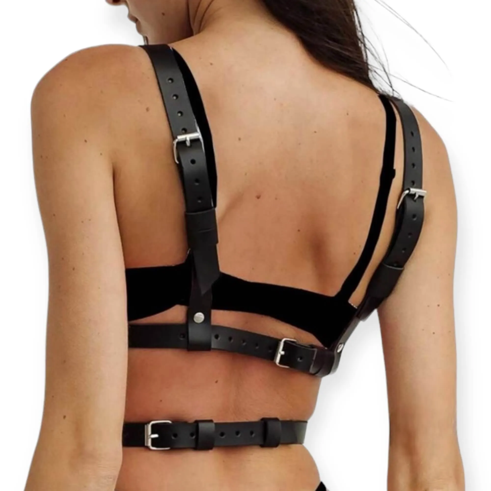 Black O-Rings Chest Harness Belt