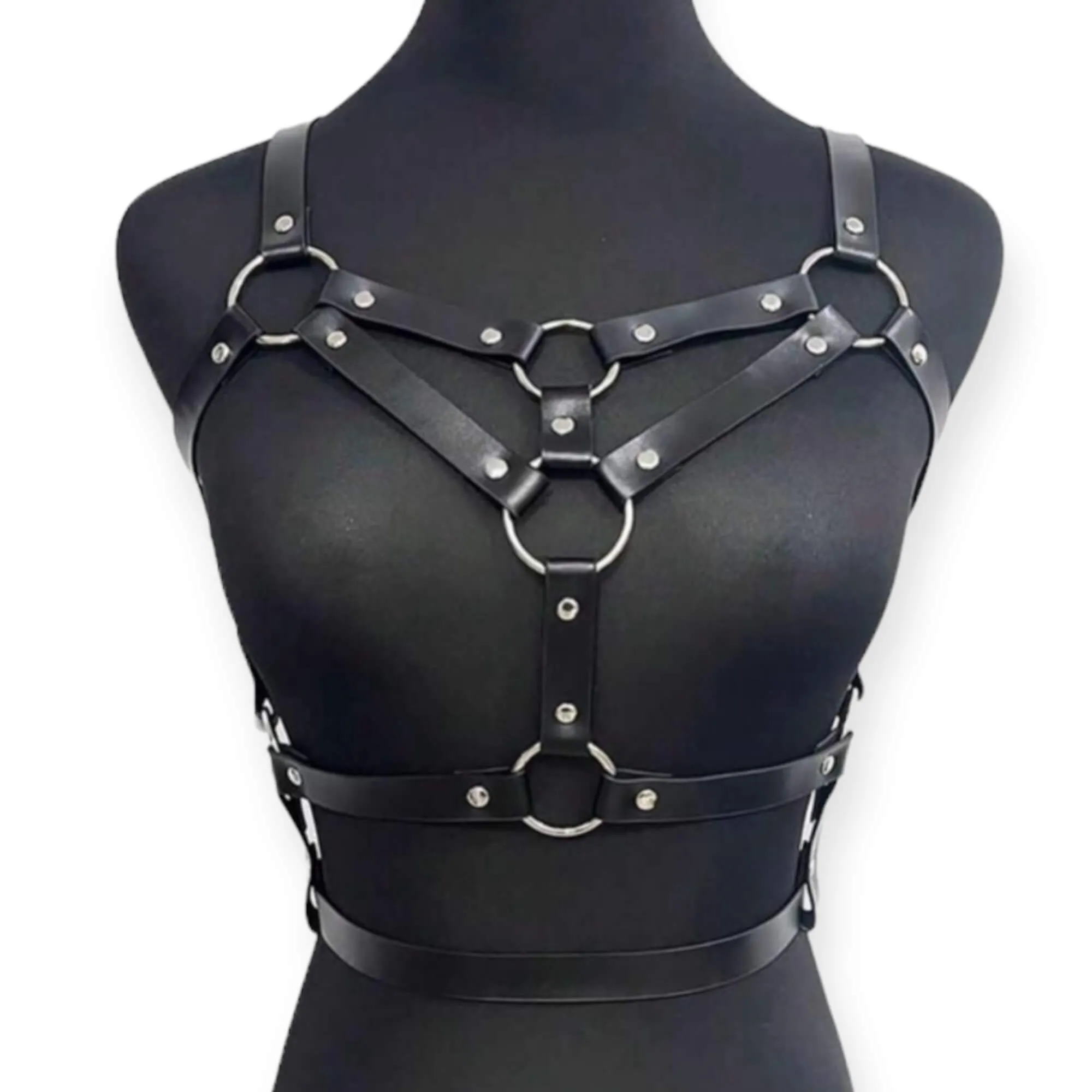 Black O-Rings Chest Harness Belt