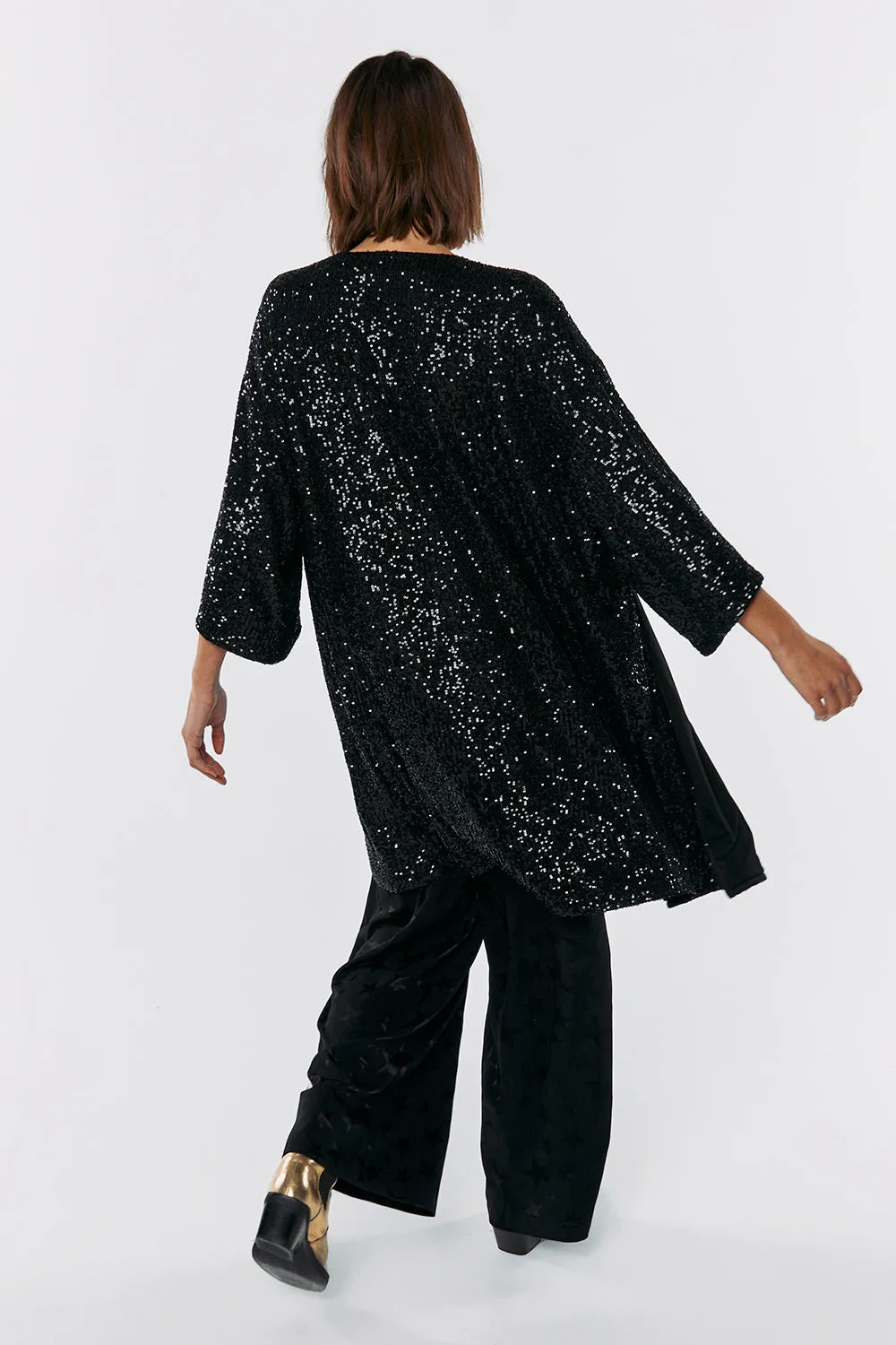 Black Sequin Kimono