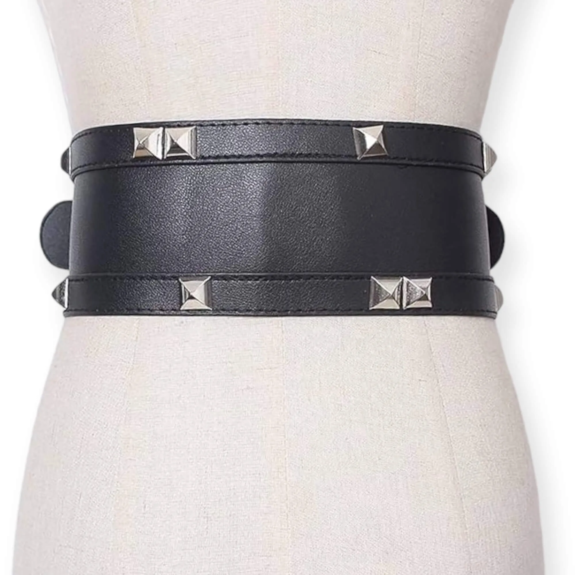 Black Studded Wide Fashion Belt
