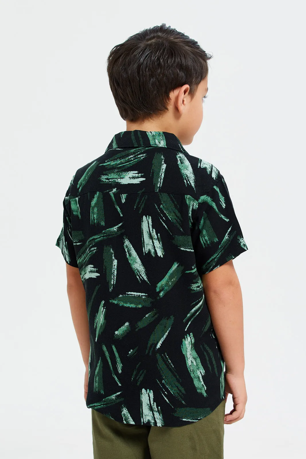 Boys Black And White Shirt With T-Shirt Set (2 Piece)