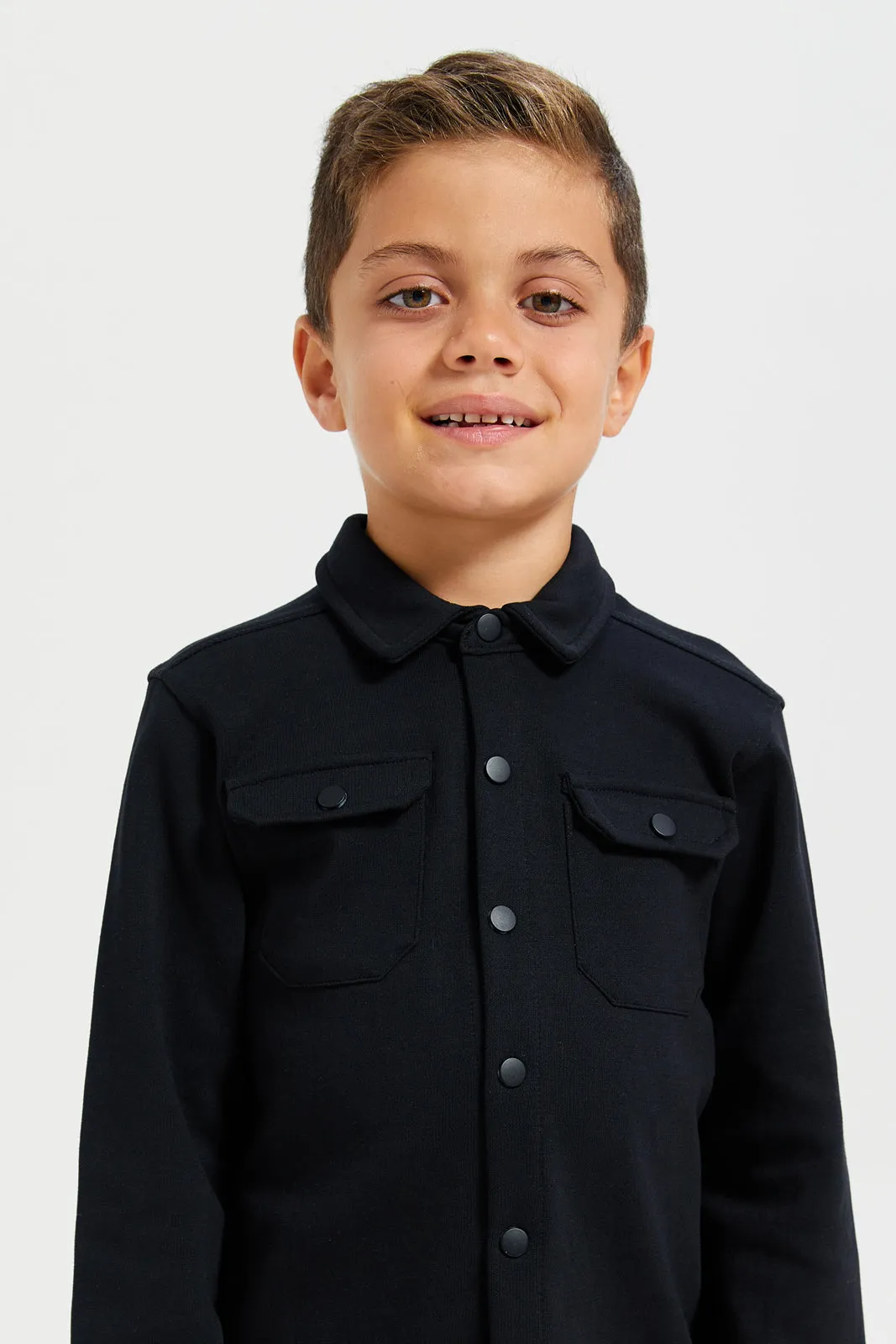 Boys Black Collar Shirt