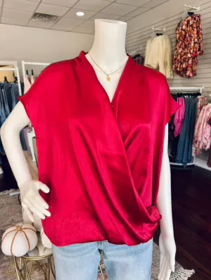 Burgundy Satin Blouse
