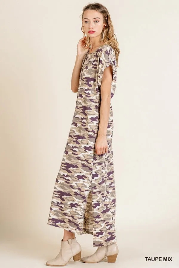 Camo Maxi Dress, Taupe