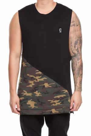 CARRÉ DIAGONAL PANEL 2 MUSCLE TEE BLACK/CAMO