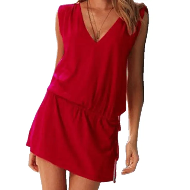 Casual Sexy V Neck Backless Tight Waist Short Dress