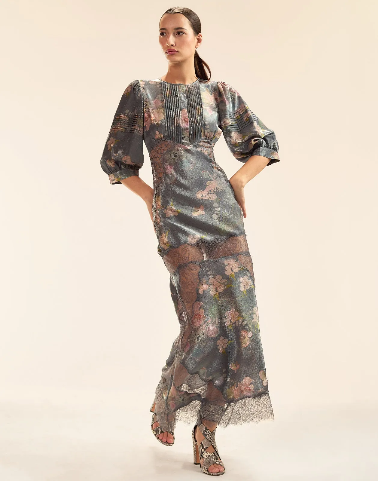 Claude Silk Lamé Dress