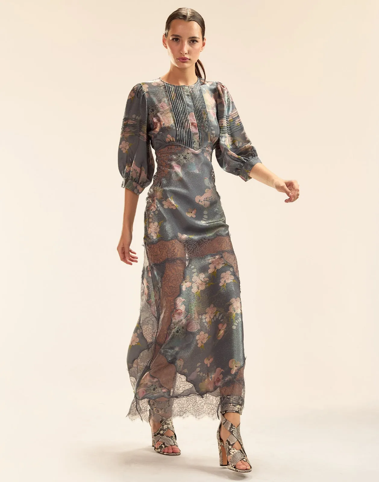 Claude Silk Lamé Dress
