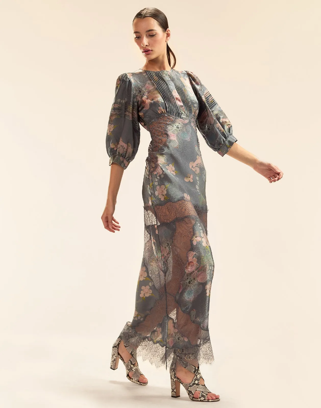 Claude Silk Lamé Dress