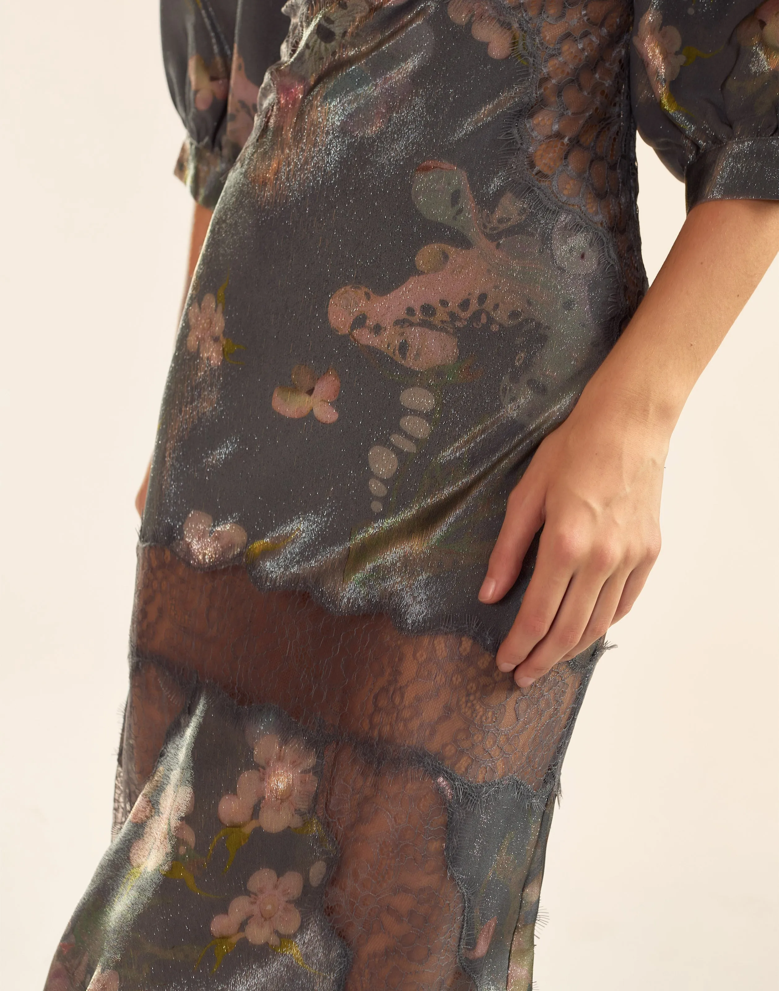 Claude Silk Lamé Dress