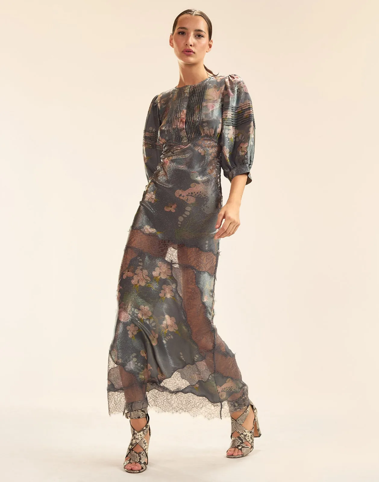 Claude Silk Lamé Dress