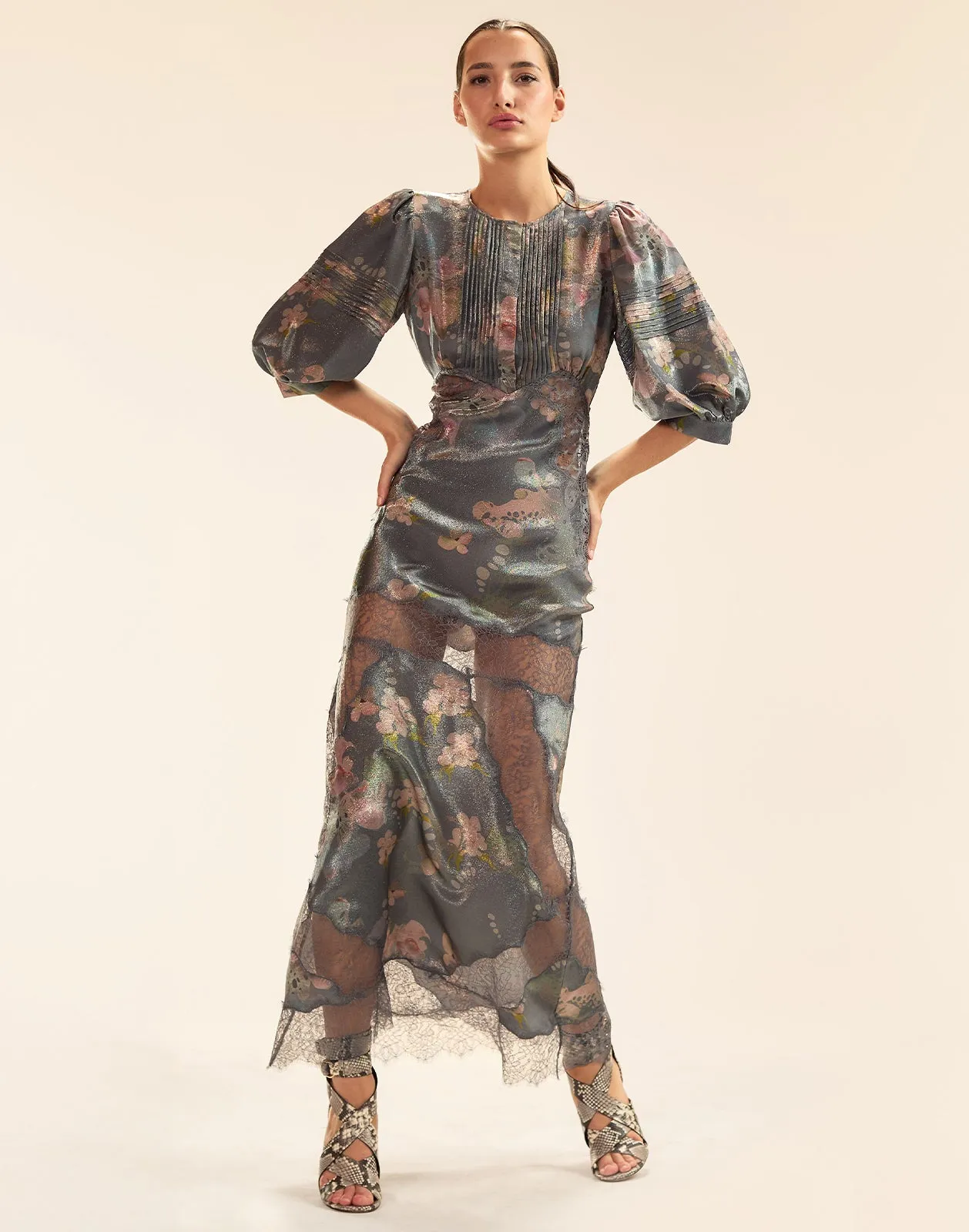 Claude Silk Lamé Dress
