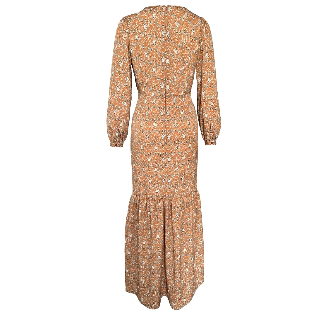Davina Maxi Dress - Brown Tribal