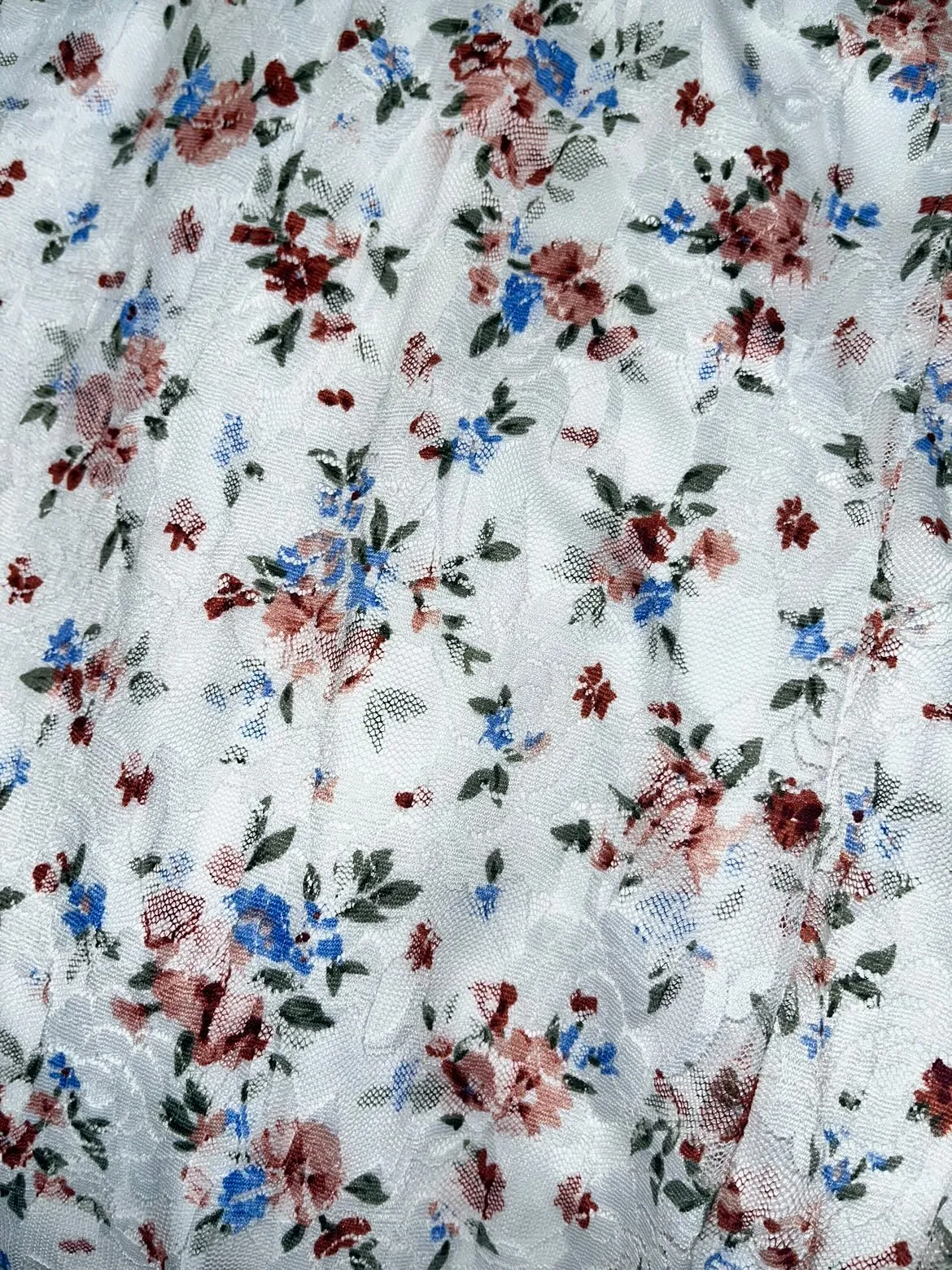 Dress - White Floral Lace/mesh MidiDress