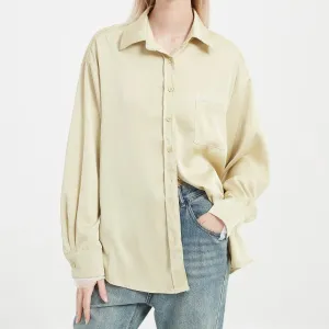 Elegant Satin Silk Long Sleeve Blouse