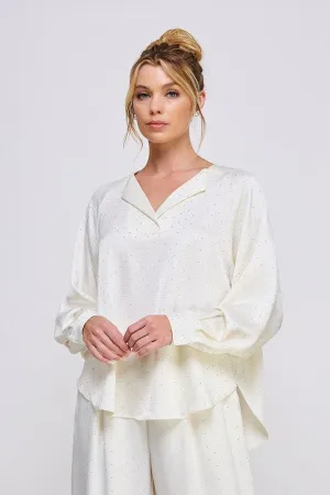 Embellished Crinkle Satin Blouse