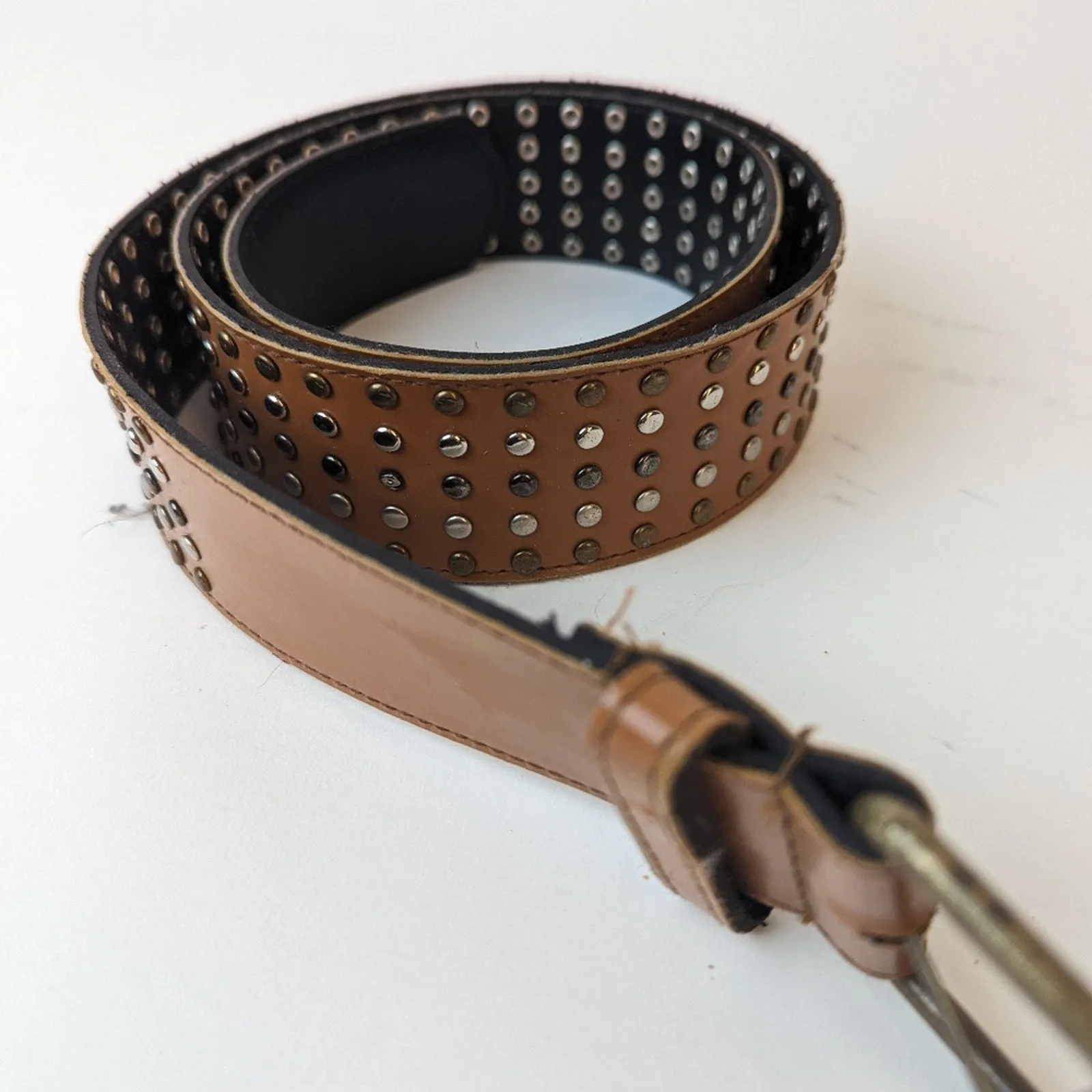 Faux Leather Studded Belt - 11