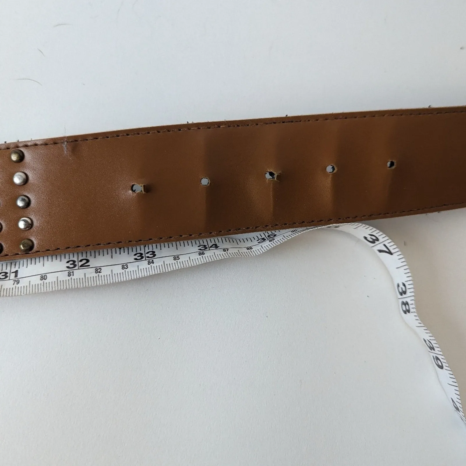 Faux Leather Studded Belt - 11