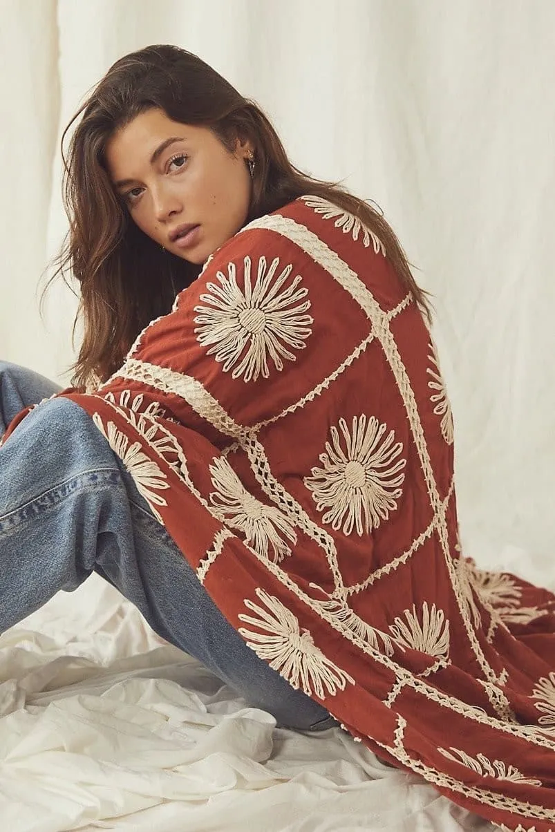 FLORA HAND CROCHET KIMONO DUSTER