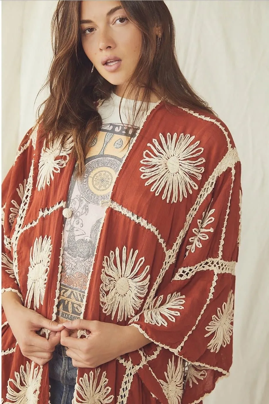 FLORA HAND CROCHET KIMONO DUSTER