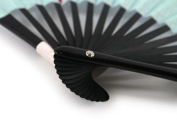 Japanese Sensu Foldable fan with a Fan bag / ,Light blue, Goldfish, Cat