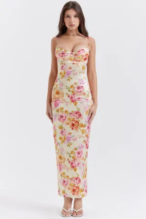 JOSEFINA IVORY FLORAL MAXI DRESS - Beige