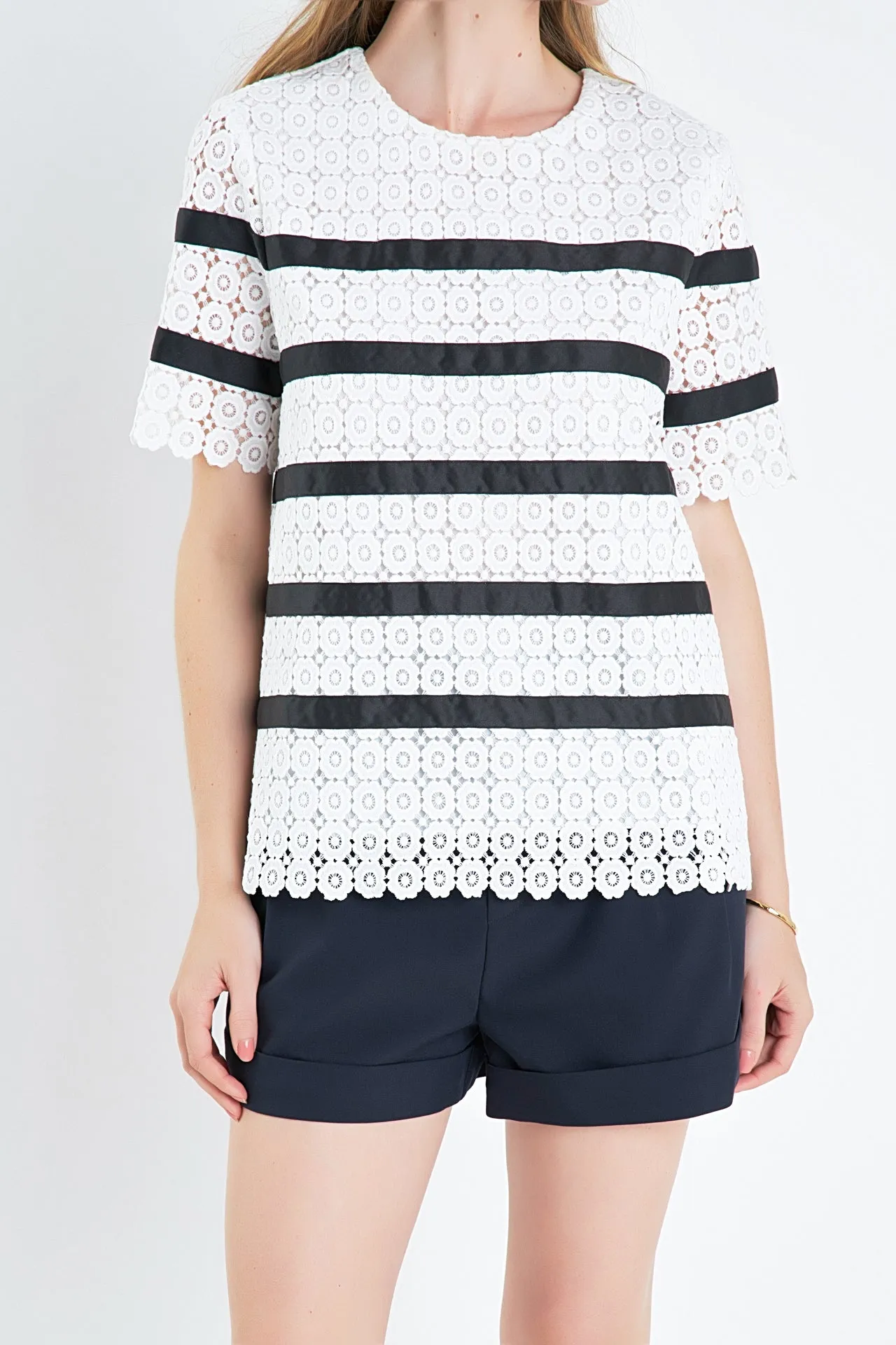 Lace Striped Top