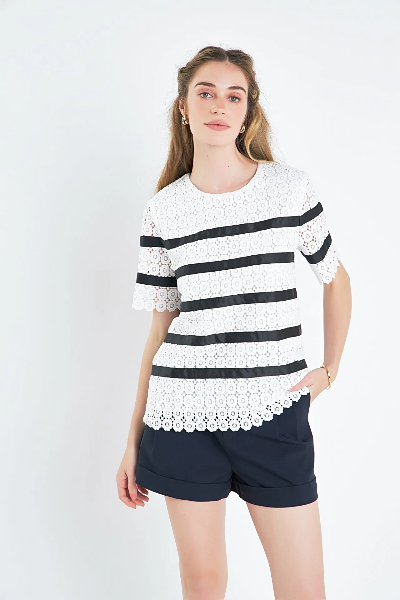Lace Striped Top