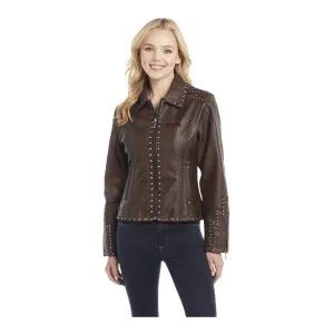 Ladies Hand Laced Leather Studded Jacket