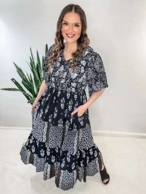 Leaf Beaded Tiered Maxi