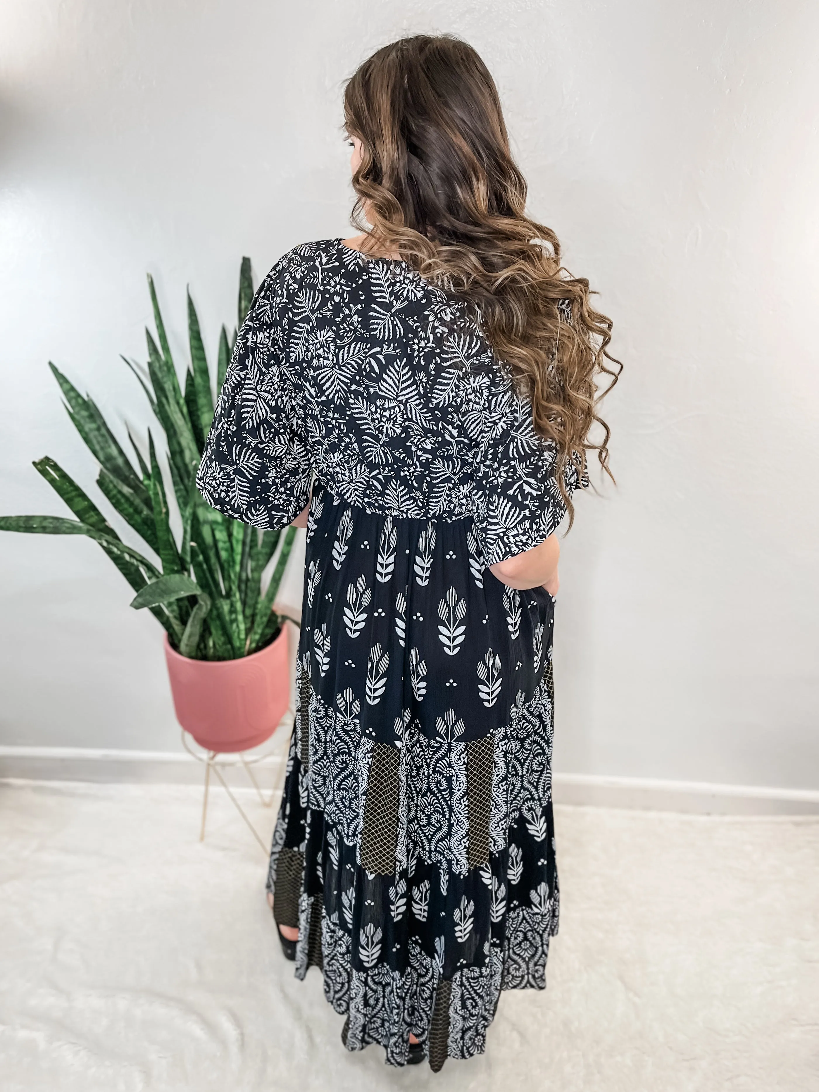 Leaf Beaded Tiered Maxi