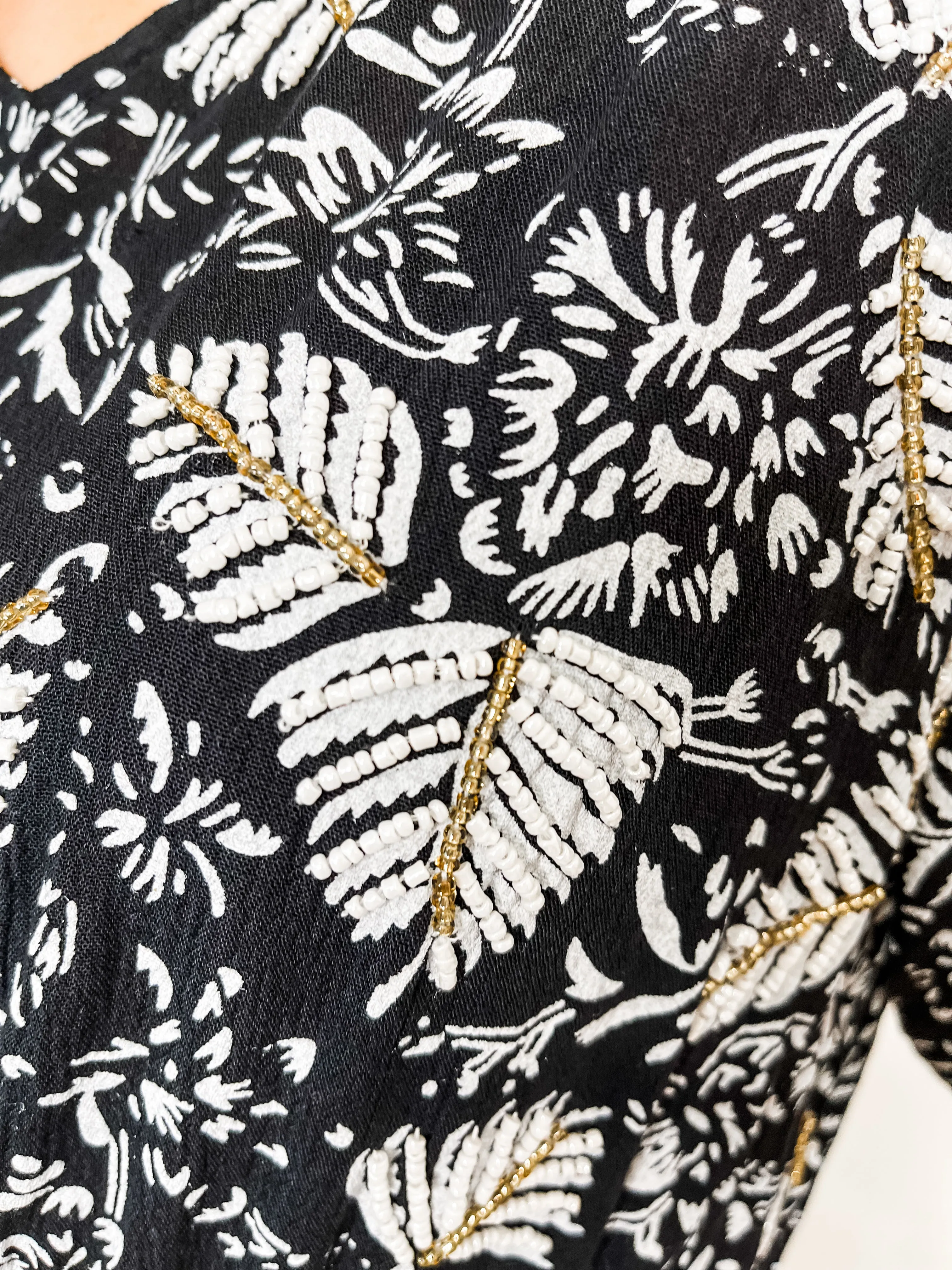 Leaf Beaded Tiered Maxi