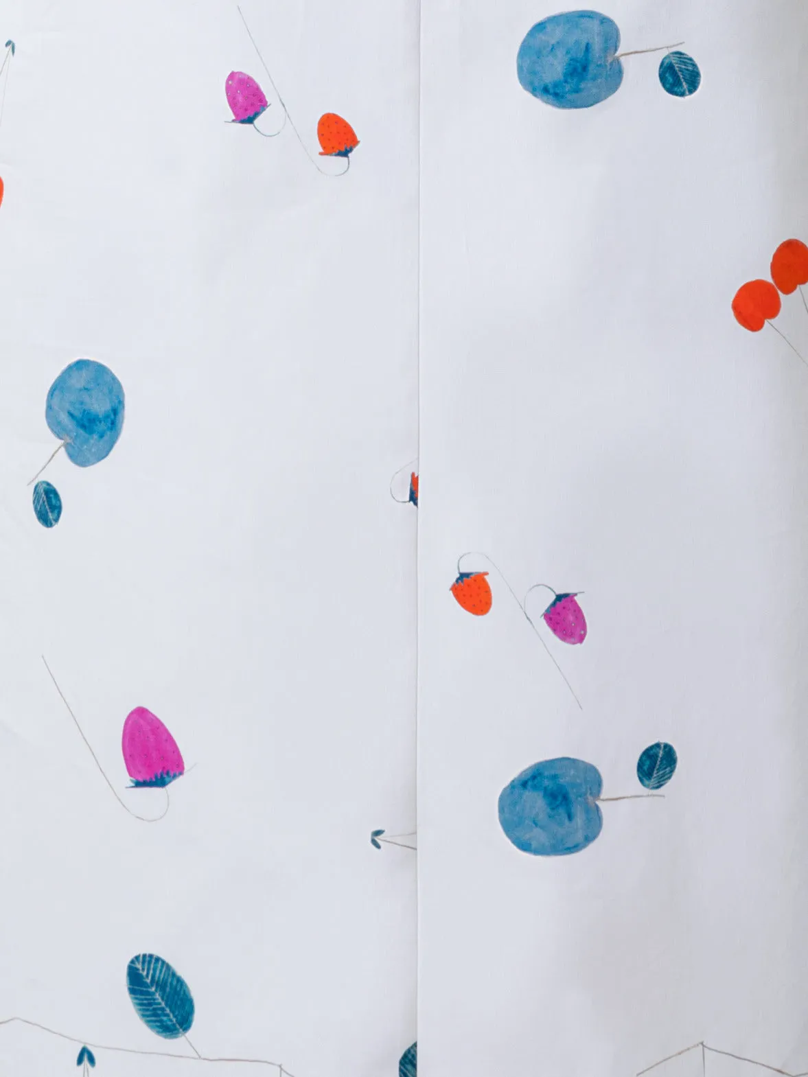 Midi-Blusenkleid aus Baumwolle mit Fruits Druck