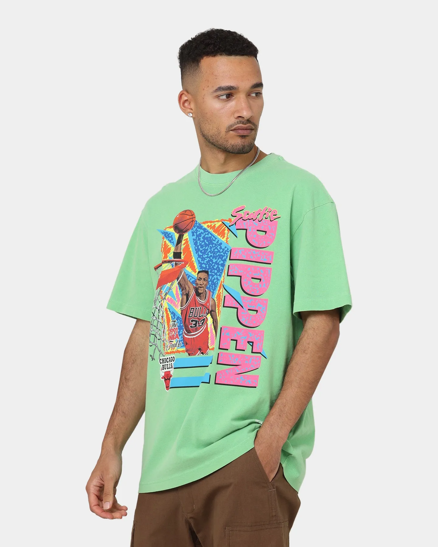 Mitchell & Ness Scottie Pippen Chicago Bulls Player Vibes T-Shirt Neon Green