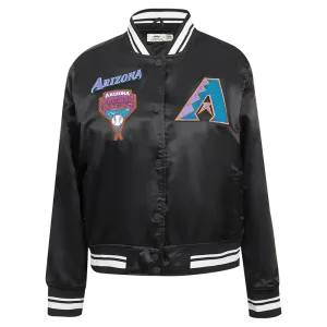MLB ARIZONA DIAMONDBACKS RETRO CLASSIC WOMEN'S RIB SATIN JACKET (BLACK)