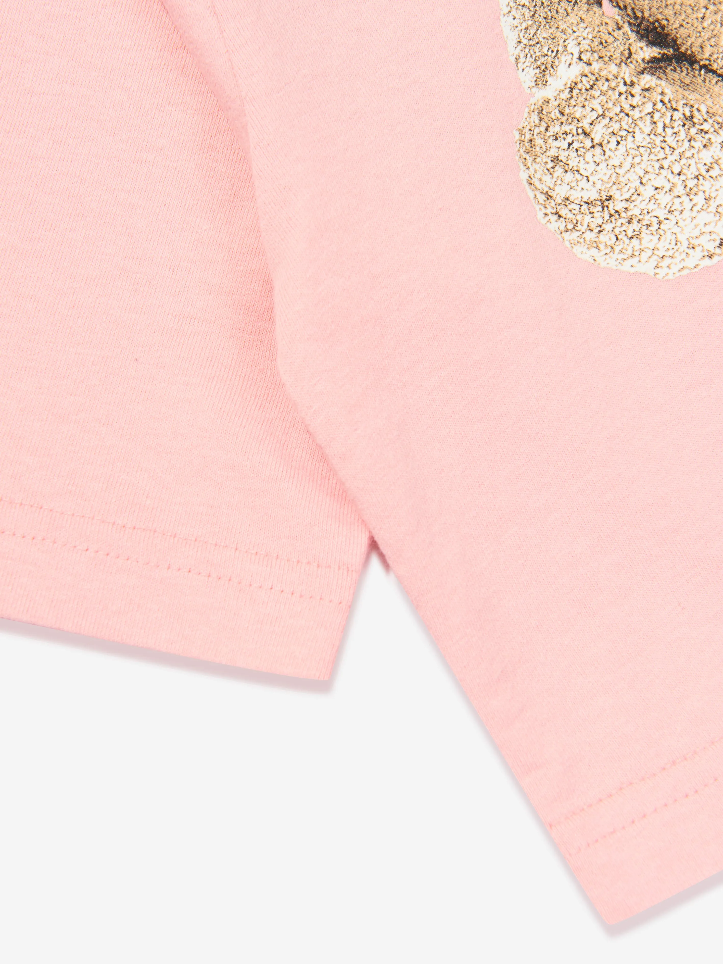 Palm Angels Girls Bear Cropped T-Shirt in Pink