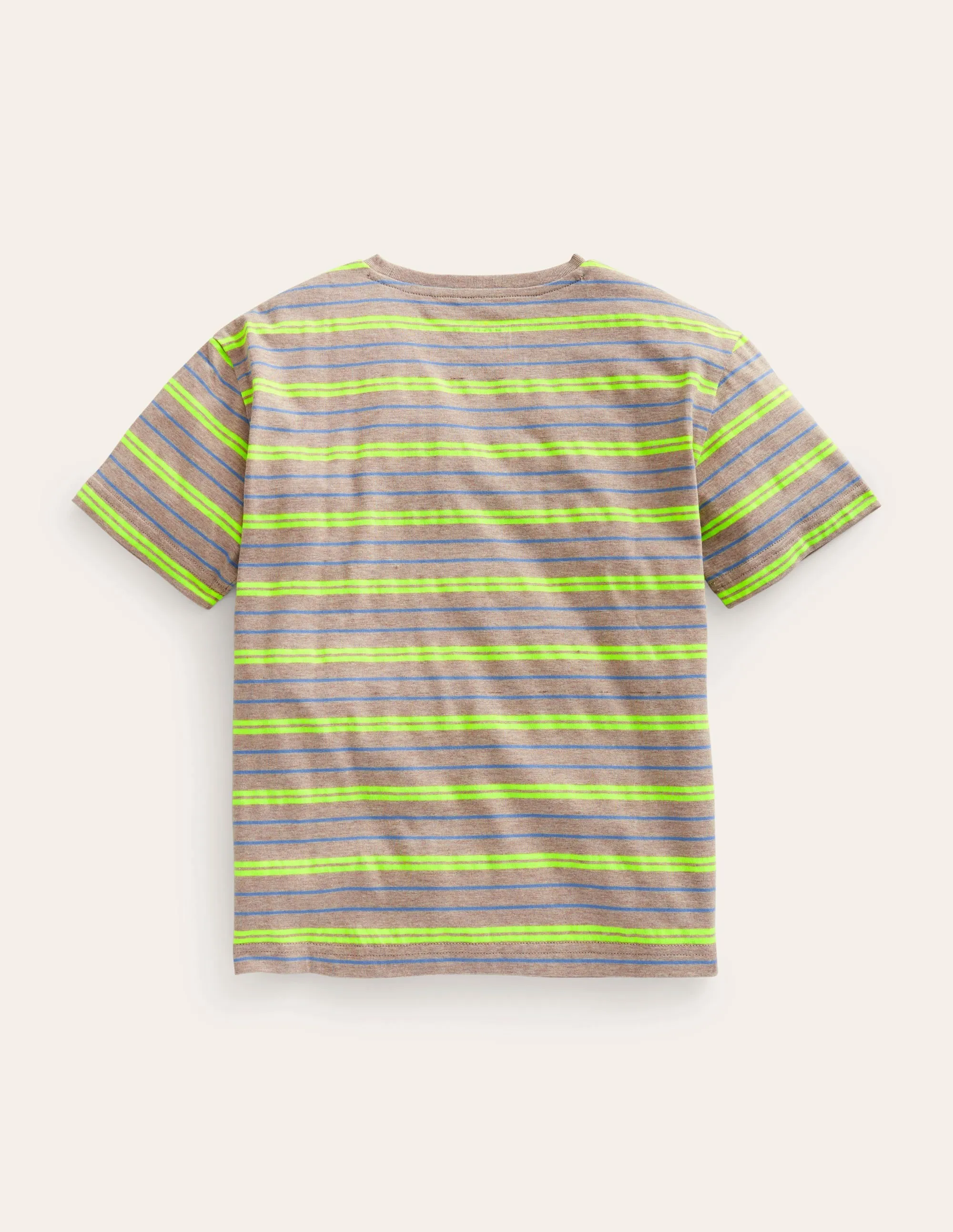 Relaxed Neon-Stripe T-Shirt-Oatmeal Marl/Neon Yellow