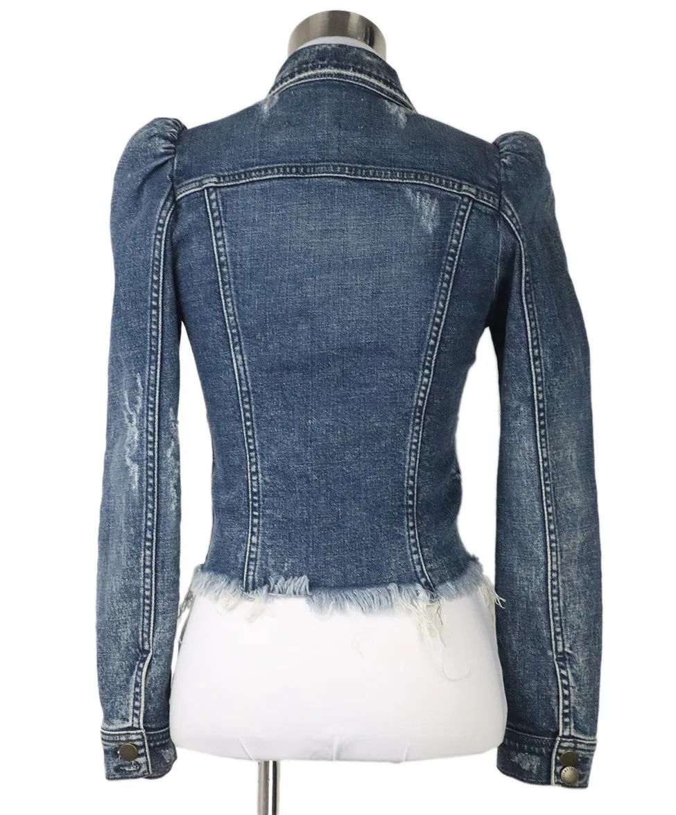Retrofete Blue Denim Puffed Shoulder Jacket sz 0