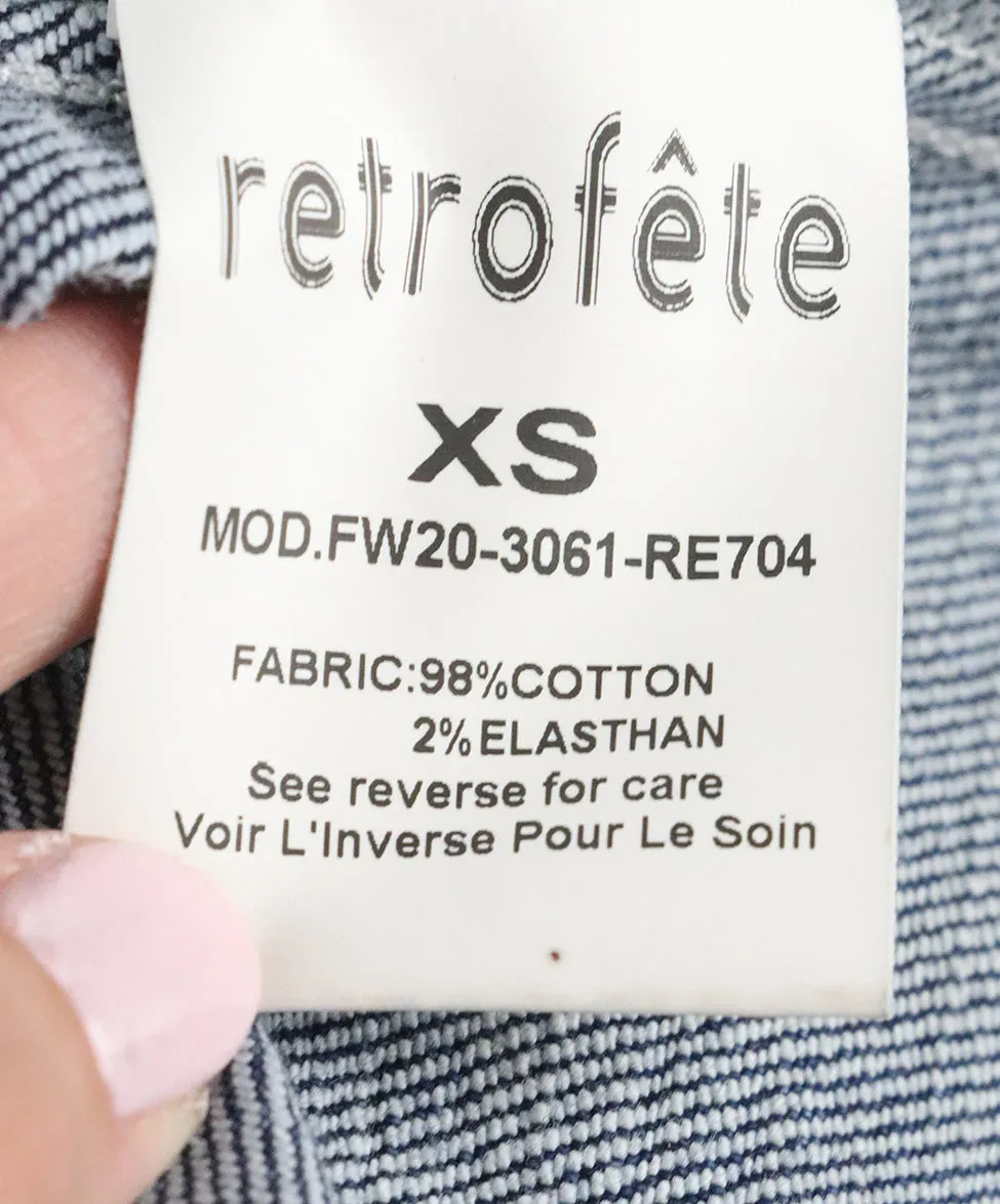 Retrofete Blue Denim Puffed Shoulder Jacket sz 0