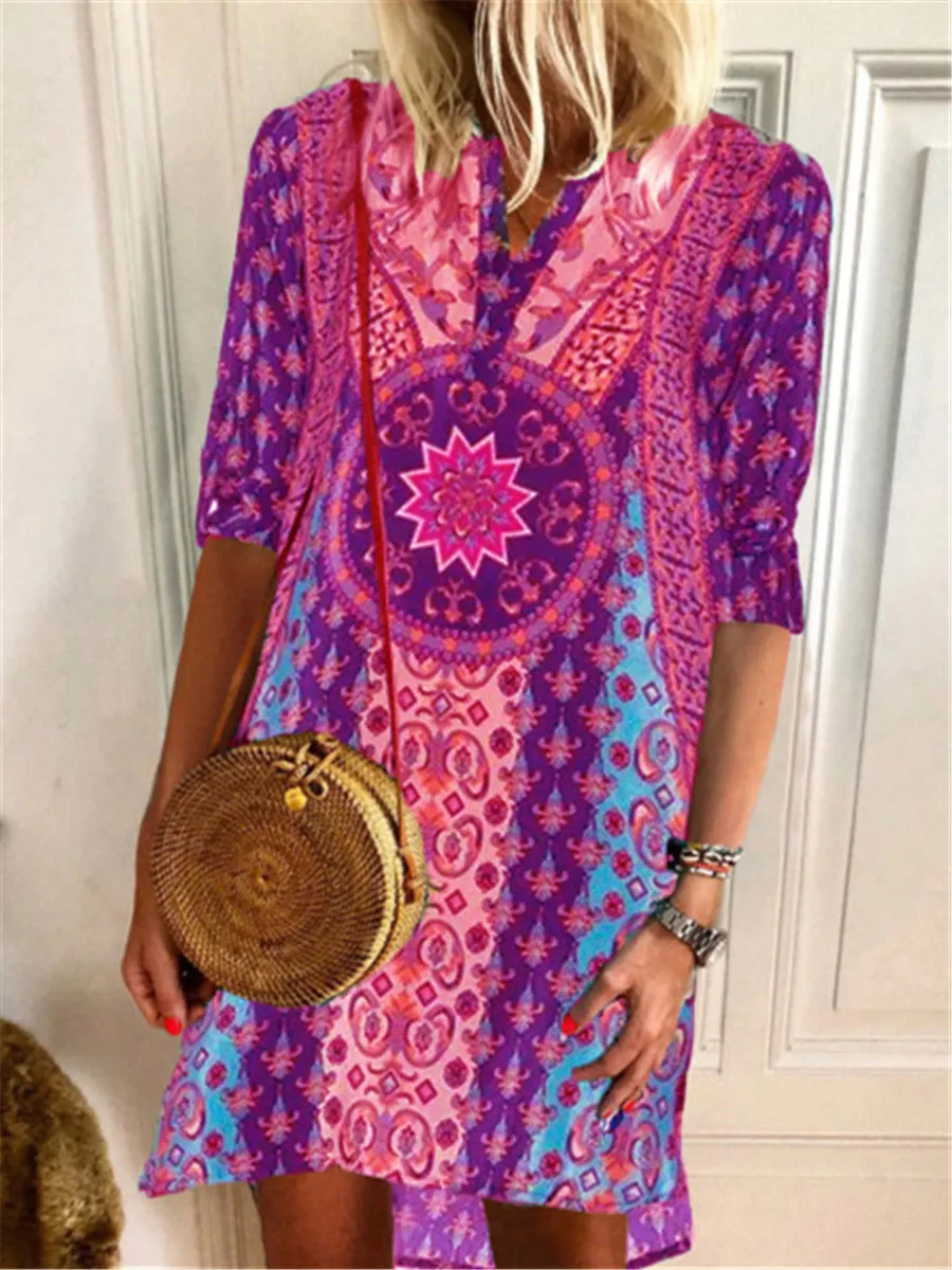 Romantic Idyllic Bohemian Vintage Floral Dress