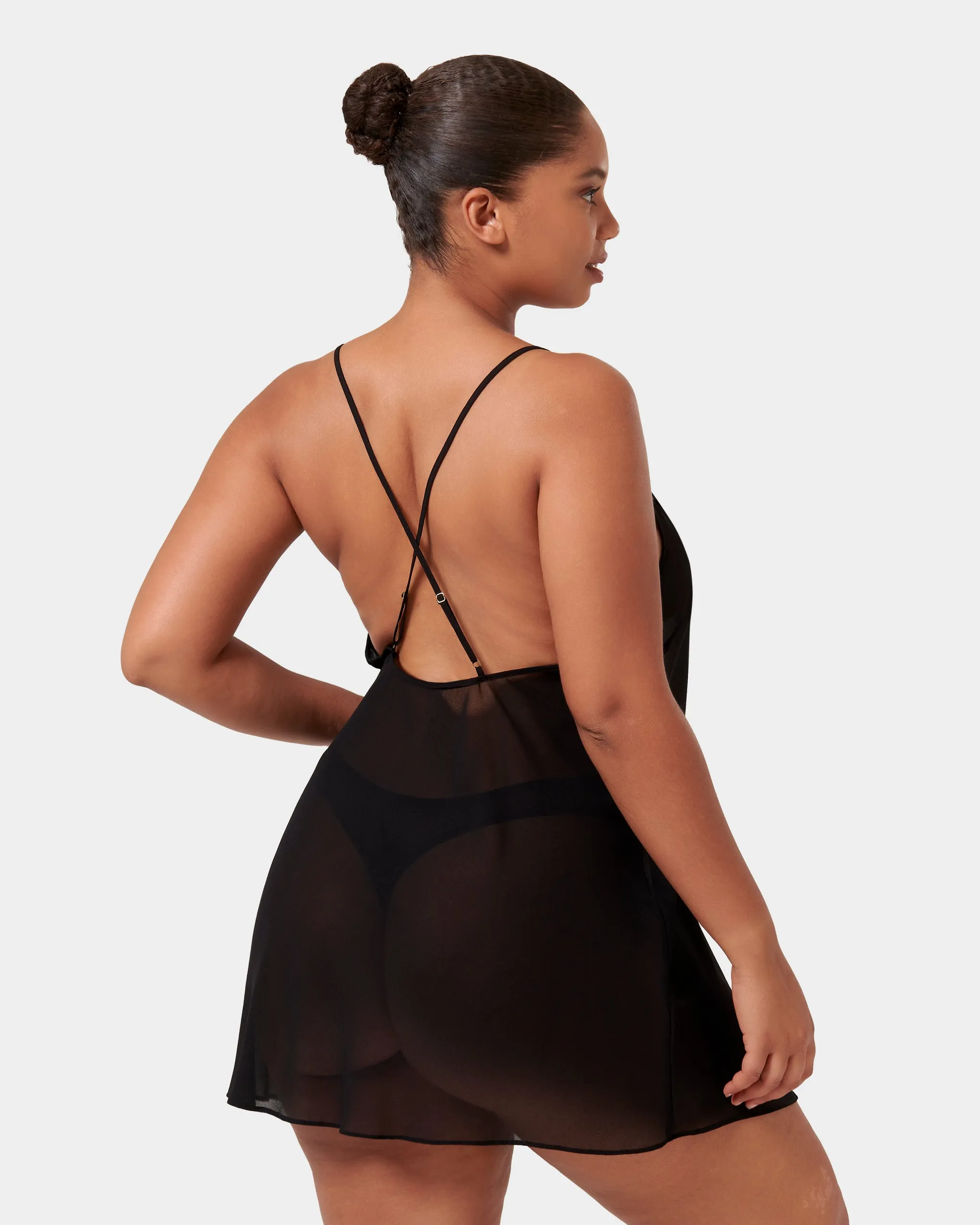 Rosalie ECO Short Chemise Black/Sheer